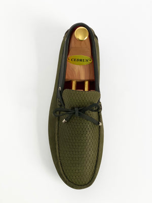 The Classic Green Moccasin Leather Slipper Shoe With Sheepskin Lining, Rubber Soles, Whipstitch Details At Toe, Classic Woven Styling, And Moc-toe moccasin with saddle bit. The Moccasin is made entirely out of the softest, most comfortable, breathable and durable leather. Jebranco New York NYC. Men Moccasin Slipper Shoe, Man Moccasin Slipper Shoe, Boat Shoe, Leather Shoe, NYC Shoe Store, NYC Online Shoe Store, Slippers, Slipper Shoe. Custom Made Shoe In NYC. Green Moccasin Slipper Shoe.