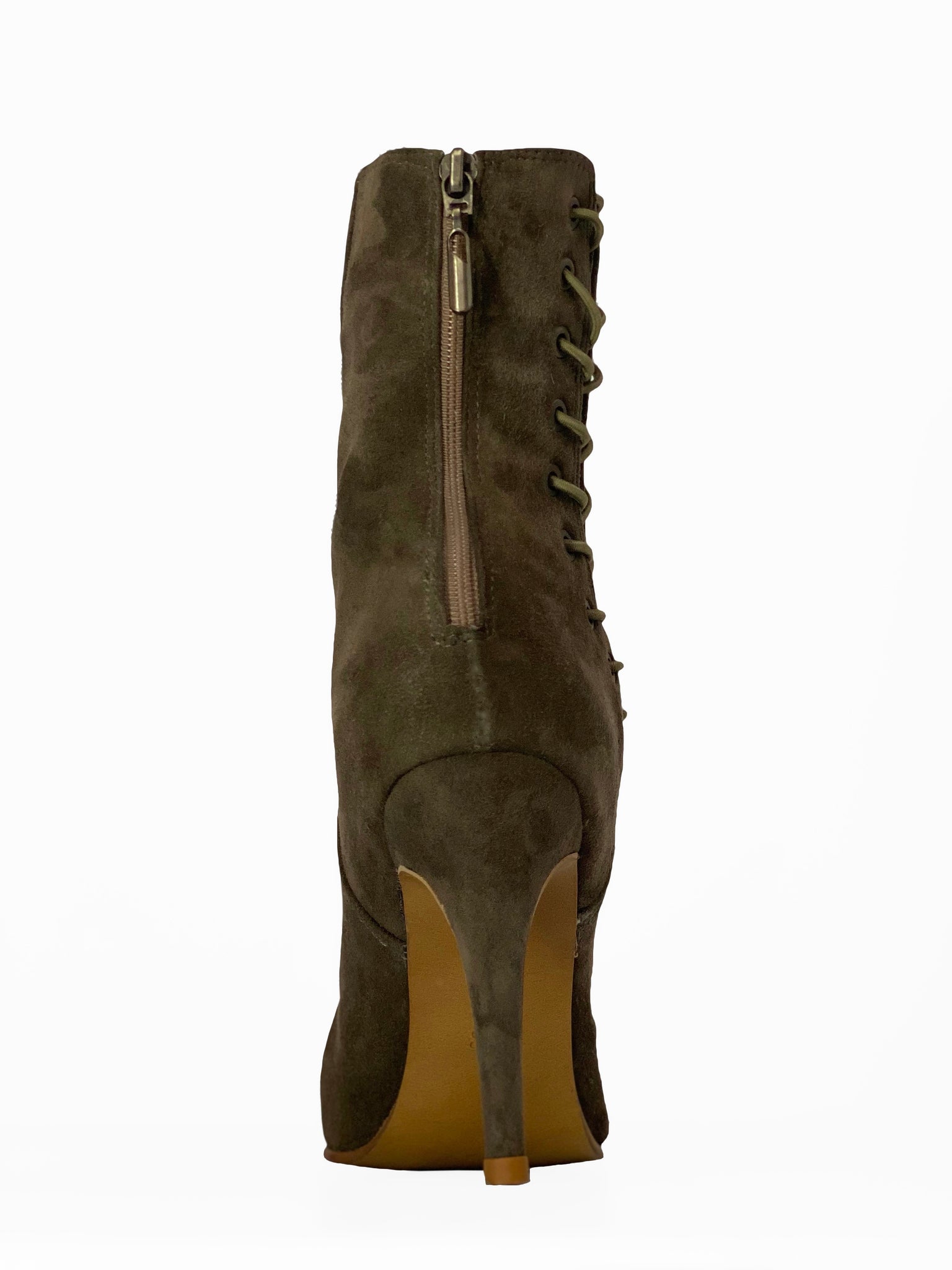 Green Suede Stiletto Heel Boot