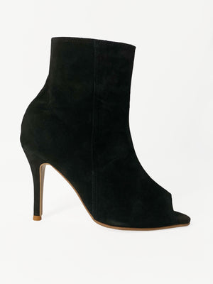 Black Suede Stiletto Heel Boot